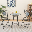 24 Inch Patio Bistro Table with Ceramic Tile Tabletop-Blue