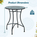 24 Inch Patio Bistro Table with Ceramic Tile Tabletop by LJGDeals