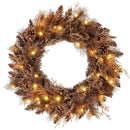 24 Inch Pre-lit Christmas Wreath with 105 Branch Tips and 35 Warm White LED Lights by LJGDeals