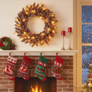 24 Inch Pre-lit Christmas Wreath with 105 Branch Tips and 35 Warm White LED Lights by LJGDeals
