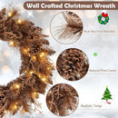 24 Inch Pre-lit Christmas Wreath with 105 Branch Tips and 35 Warm White LED Lights by LJGDeals