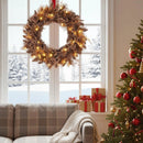 24 Inch Pre-lit Christmas Wreath with 105 Branch Tips and 35 Warm White LED Lights by LJGDeals