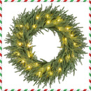 24 Inch Pre-lit Christmas Wreath with 108 Branch Tips and 35 Warm White LED Lights for Wall Window by DirectDeals