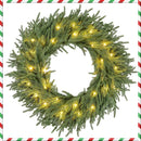 24 Inch Pre-lit Christmas Wreath with 108 Branch Tips and 35 Warm White LED Lights for Wall Window by LJGDeals
