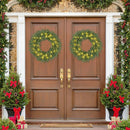 24 Inch Pre-lit Christmas Wreath with 108 Branch Tips and 35 Warm White LED Lights for Wall Window by LJGDeals