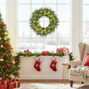 24 Inch Pre-lit Christmas Wreath with 108 Branch Tips and 35 Warm White LED Lights for Wall Window by DirectDeals
