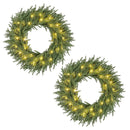 24 Inch Pre-lit Christmas Wreath with 108 Branch Tips and 35 Warm White LED Lights for Wall Window by LJGDeals