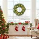 24 Inch Pre-lit Christmas Wreath with 108 Branch Tips and 35 Warm White LED Lights for Wall Window by LJGDeals