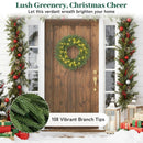 24 Inch Pre-lit Christmas Wreath with 108 Branch Tips and 35 Warm White LED Lights for Wall Window by LJGDeals