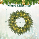 24 Inch Pre-lit Christmas Wreath with 108 Branch Tips and 35 Warm White LED Lights for Wall Window by LJGDeals