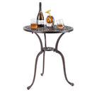 24 Inch Round Cast Aluminum Table Patio Dining Bistro Table with 2 Inch Umbrella Hole-Copper by LJGDeals