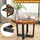 24 Inch Outdoor Solid Live Edge Round Teak Wood End Table with Epoxy Resin Tabletop by LJGDeals