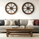 24 Inch Set of 4 Decorative Wooden Wagon Wheel Carbonized Solid Fir Wood by LJGDeals