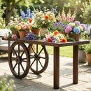 24 Inch Set of 4 Decorative Wooden Wagon Wheel Carbonized Solid Fir Wood by LJGDeals