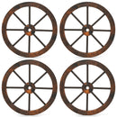 24 Inch Set of 4 Decorative Wooden Wagon Wheel Carbonized Solid Fir Wood