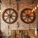 24 Inch Set of 4 Decorative Wooden Wagon Wheel Carbonized Solid Fir Wood by LJGDeals