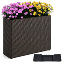 24 Inch Tall Raised Garden Bed All-Weather PE Rattan Wicker Flowerpot with Liner by DirectDeals