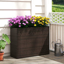 24 Inch Tall Raised Garden Bed All-Weather PE Rattan Wicker Flowerpot with Liner by LJGDeals