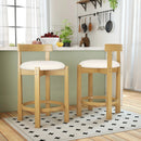 24 Inch Teddy Velvet Upholstered Counter Height Bar Stools with Backrests and Footrests by LJGDeals