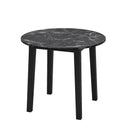 35 Inch Round Dining Table with Rubber Wood Legs and Marble-textured Veneer Tabletop