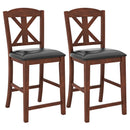 24 Inch Upholstered Dining Chair with Hollowed High Backrest Set of 2-Brown by LJGDeals