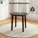 35 Inch Round Dining Table with Rubber Wood Legs and Marble-textured Veneer Tabletop by LJGDeals