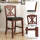24 Inch Upholstered Dining Chair with Hollowed High Backrest Set of 2-Brown by LJGDeals