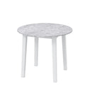 35 Inch Round Dining Table with Rubber Wood Legs and Marble-textured Veneer Tabletop
