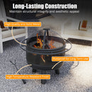 24 Inch Wood Burning Fire Pit with Log Grate and Mesh Screen for Outside