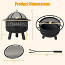 24 Inch Wood Burning Fire Pit with Log Grate and Mesh Screen for Outside by LJGDeals