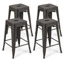 24 Inch Set of 4 Tolix Style Counter Height Barstool Stackable Chair-Black by DirectDeals