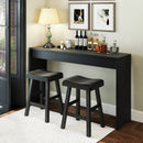 24 Inches Counter Height Stools Set of 2 with Footrest for Restaurant Cafe Pub-Black by LJGDeals
