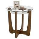 24 Inches Round Side Table with Tempered Glass Top and Solid Rubber Wood Base by LJGDeals