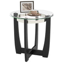 24 Inches Round Side Table with Tempered Glass Top and Solid Rubber Wood Base by LJGDeals