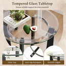 24 Inches Round Side Table with Tempered Glass Top and Solid Rubber Wood Base by LJGDeals