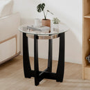 24 Inches Round Side Table with Tempered Glass Top and Solid Rubber Wood Base by LJGDeals