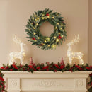 24‚Äù Pre-lit Christmas Wreath Front Door Artificial Xmas Wreath with 90 Frosted Branch Tips by LJGDeals