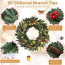 24‚Äù Pre-lit Christmas Wreath Front Door Artificial Xmas Wreath with 90 Frosted Branch Tips by LJGDeals
