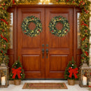 24‚Äù Pre-lit Christmas Wreath Set of 2 Front Door Artificial Xmas Wreath with 90 Frosted Branch Tips by LJGDeals