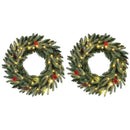 24‚Äù Pre-lit Christmas Wreath Set of 2 Front Door Artificial Xmas Wreath with 90 Frosted Branch Tips by LJGDeals