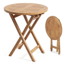 24" Round Teak Folding Bistro Table with Footrest by LJGDeals