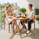24" Round Teak Folding Bistro Table with Footrest by LJGDeals