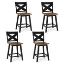 24" Rubberwood Swivel Barstools Set of 4 with Backrest and Large Seat by LJGDeals