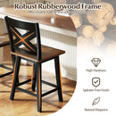 24" Rubberwood Swivel Barstools Set of 4 with Backrest and Large Seat by LJGDeals