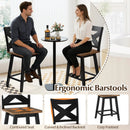 24" Rubberwood Swivel Barstools Set of 4 with Backrest and Large Seat by LJGDeals