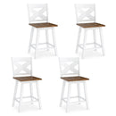 24" Rubberwood Swivel Barstools Set of 4 with Backrest and Large Seat by LJGDeals