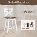 24" Rubberwood Swivel Barstools Set of 4 with Backrest and Large Seat