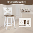 24" Rubberwood Swivel Barstools Set of 4 with Backrest and Large Seat by LJGDeals