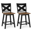 24" Rubberwood Swivel Barstools Set of 2 with Backrest and Large Seat by LJGDeals
