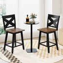 24" Rubberwood Swivel Barstools Set of 2 with Backrest and Large Seat by LJGDeals